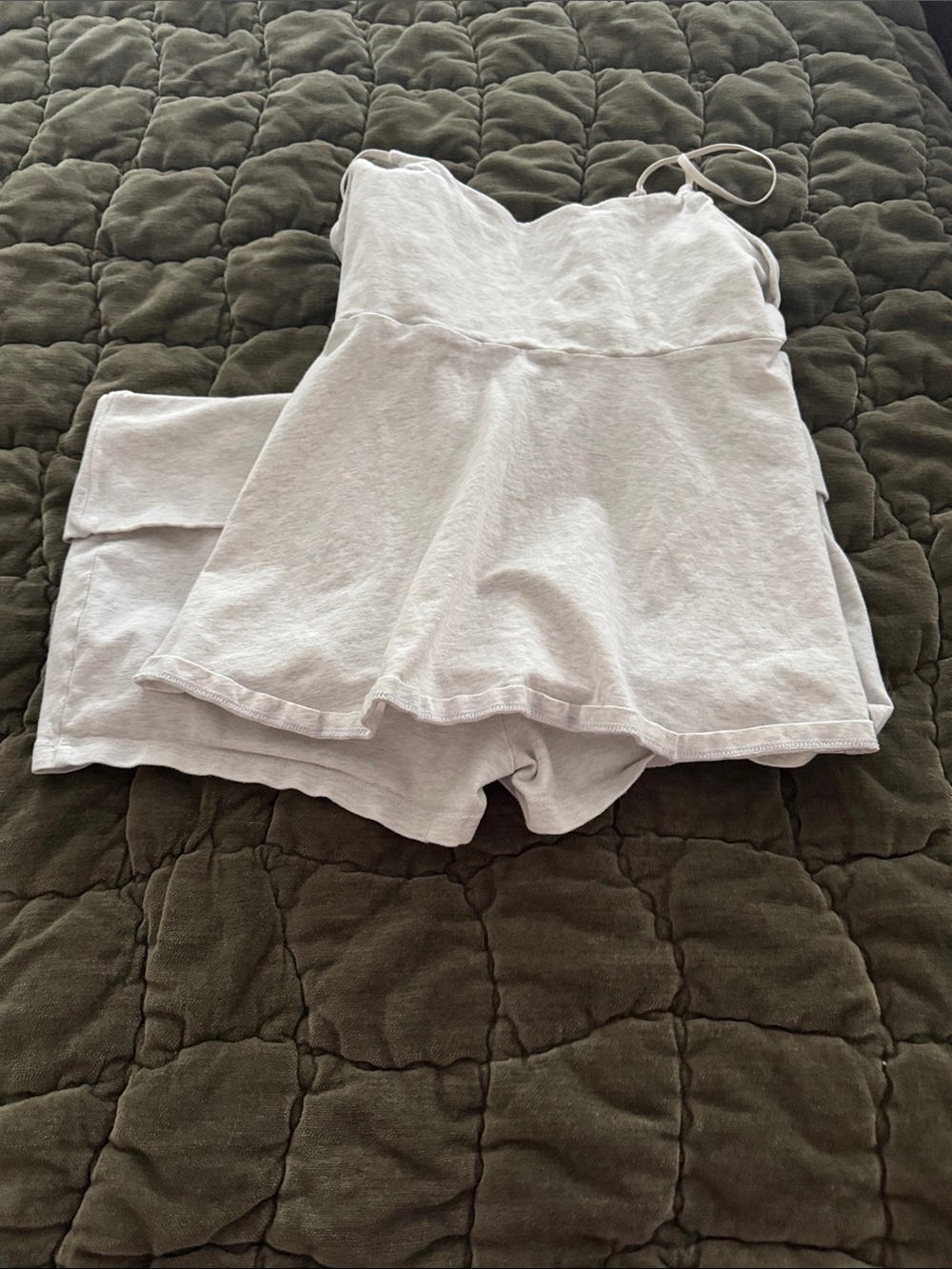 wild fable White Fold-Over Waist Shorts with babydoll style topXL light grey